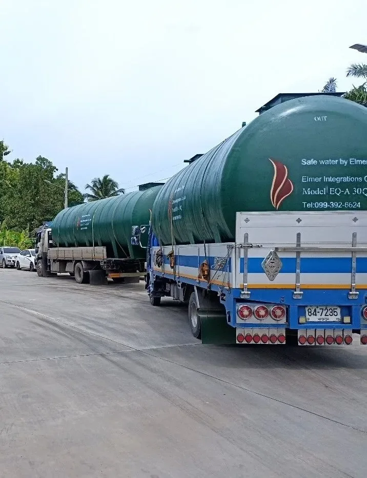 ขนส่งถังพักน้ำเสียไฟเบอร์กลาส